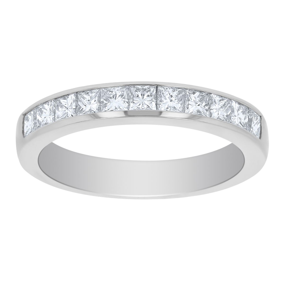 Platinum Channel Set Princess Cut Diamond Wedding Band, 0