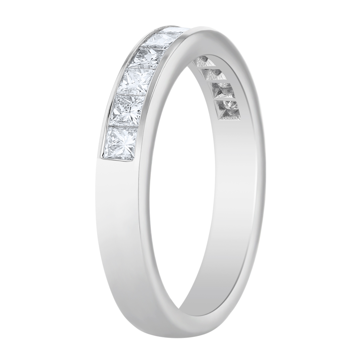 Platinum Channel Set Princess Cut Diamond Wedding Band, 0.75cttw
