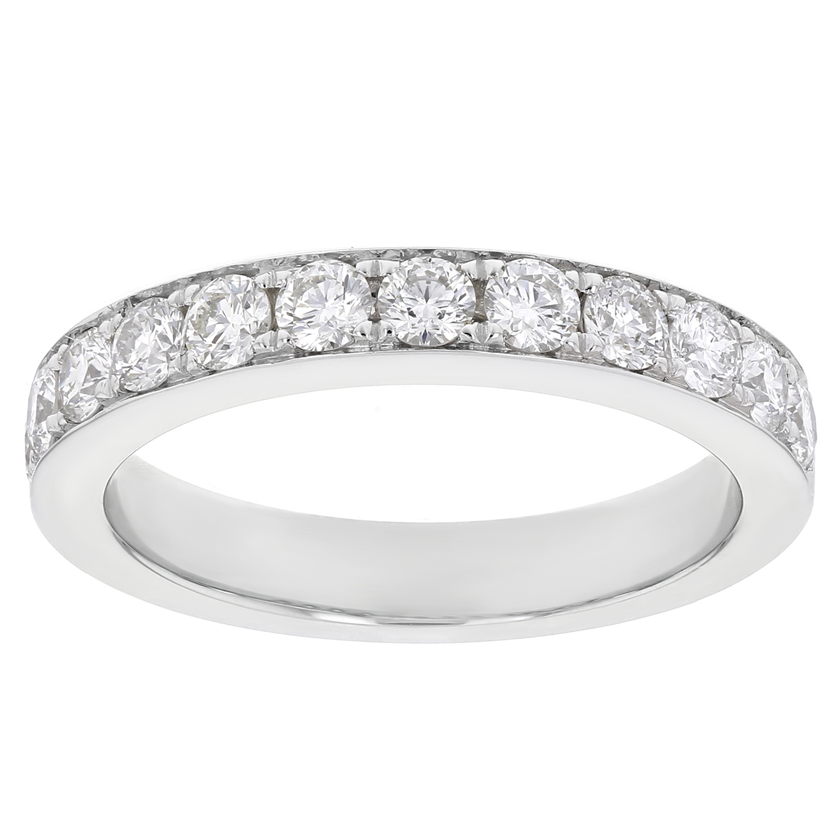 14K White Gold Diamond Channel Prong Set Wedding Band