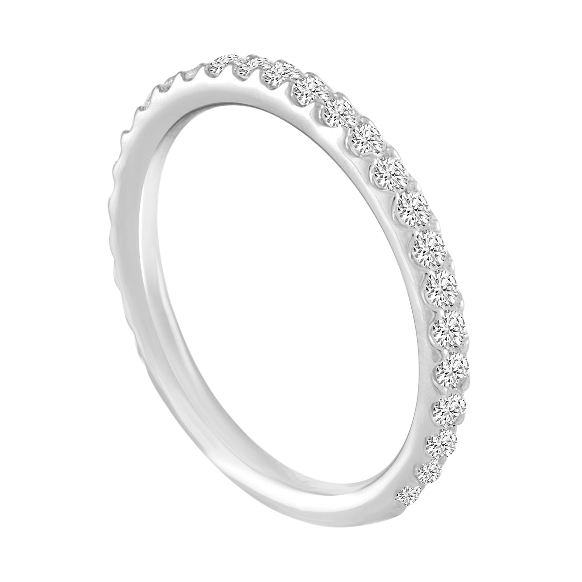 Diamond 3/4 Shank Shared Prong Wedding Band in White Gold