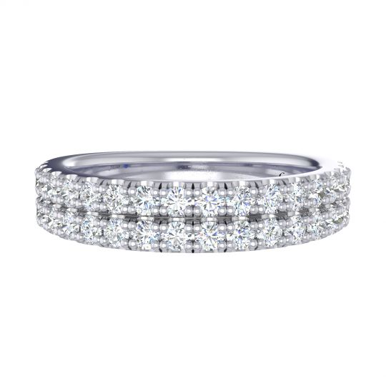 14k White Gold Diamond Double Row U Cut Pave Wedding Band Borsheims
