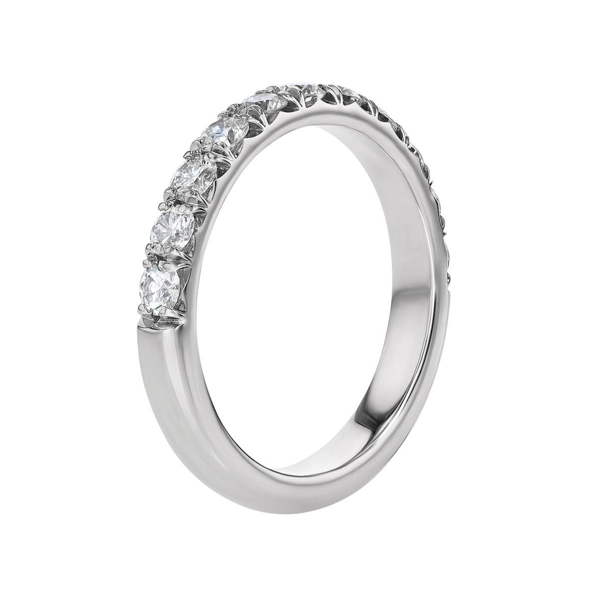 11 Diamond Flush Fit Wedding Band in White Gold