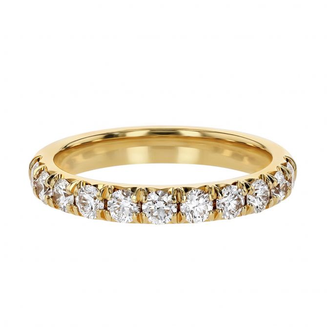 11 Diamond Flush Fit Wedding Band in Yellow Gold