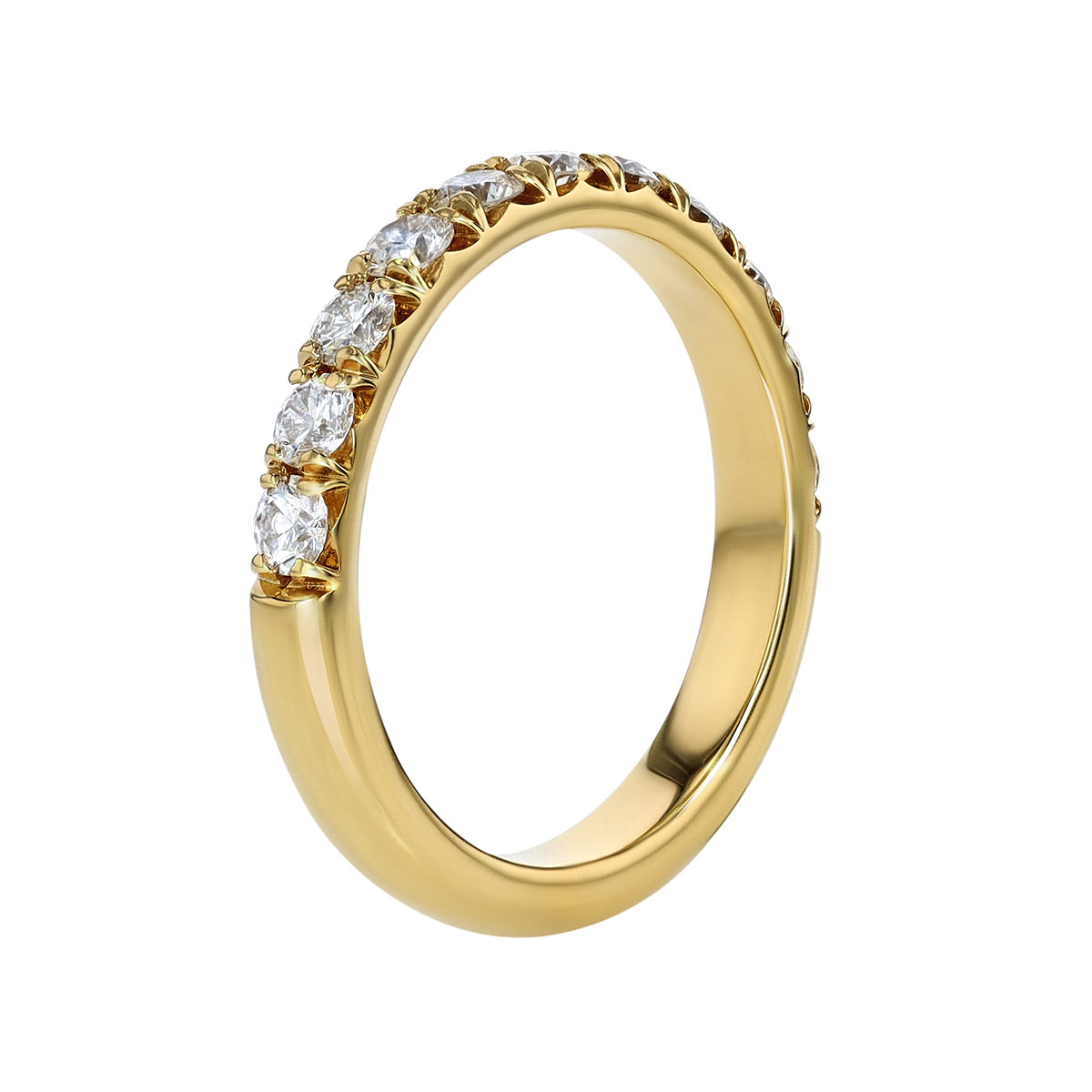11 Diamond Flush Fit Wedding Band in Yellow Gold