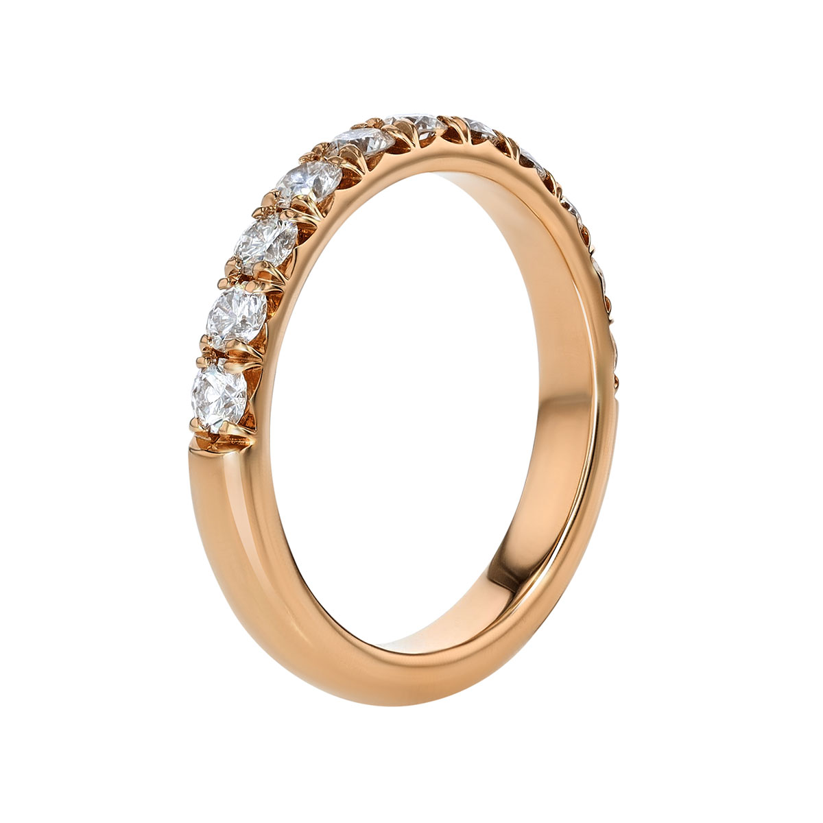 11 Diamond Flush Fit Wedding Band in Rose Gold