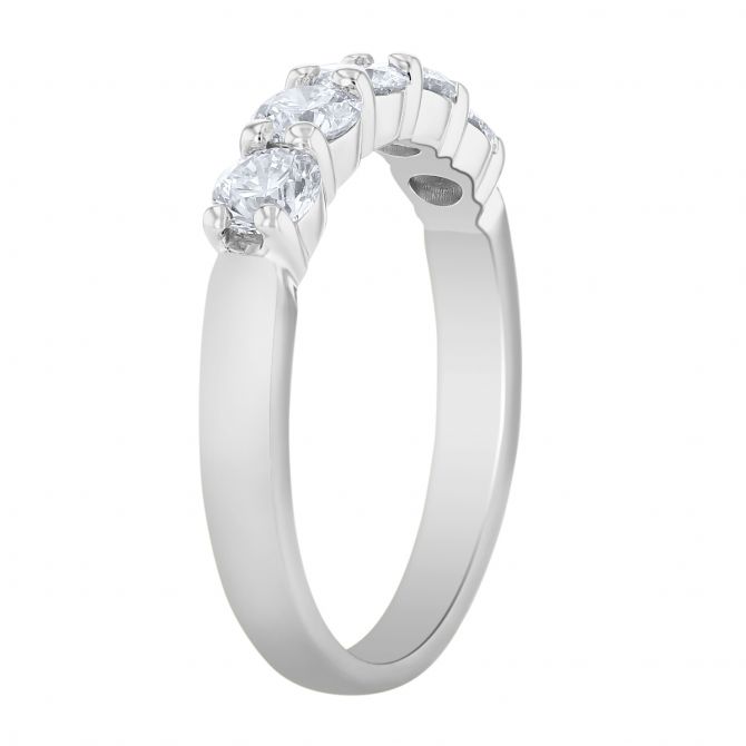 White Gold Prong Set Diamond Wedding Band, 1.00cttw