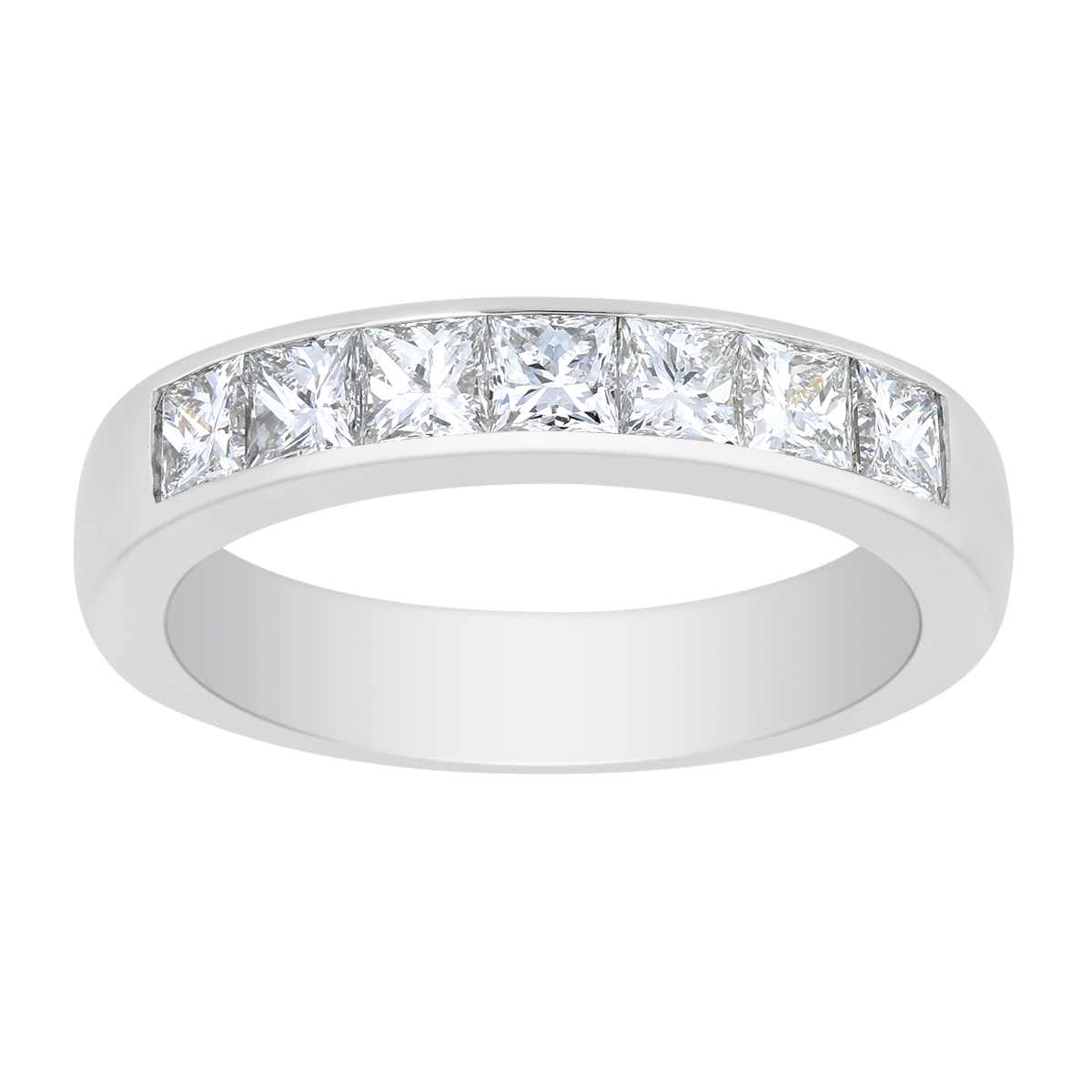 Platinum Channel Set Princess Cut Diamond Wedding Band, 1