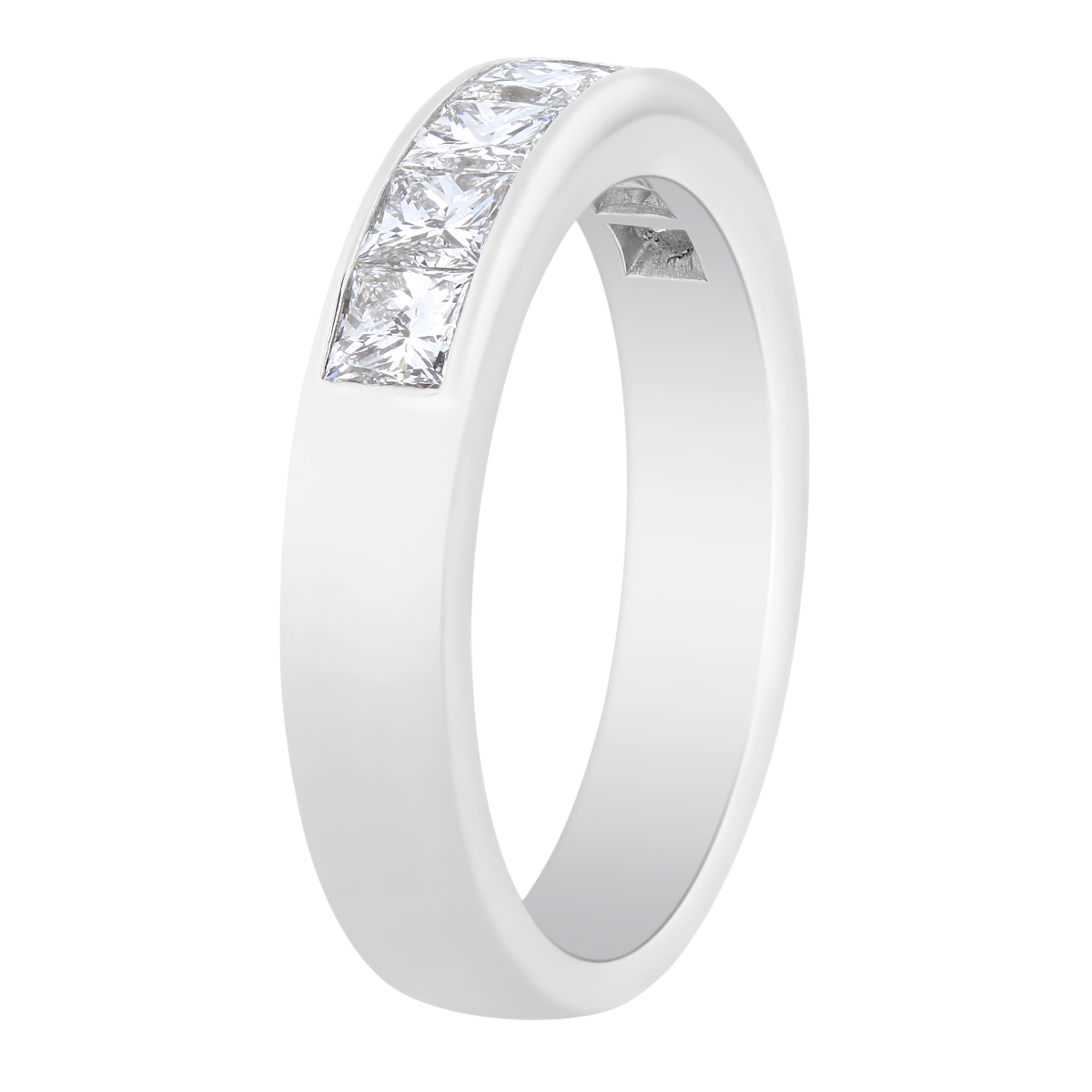 Platinum Channel Set Princess Cut Diamond Wedding Band, 1.00cttw