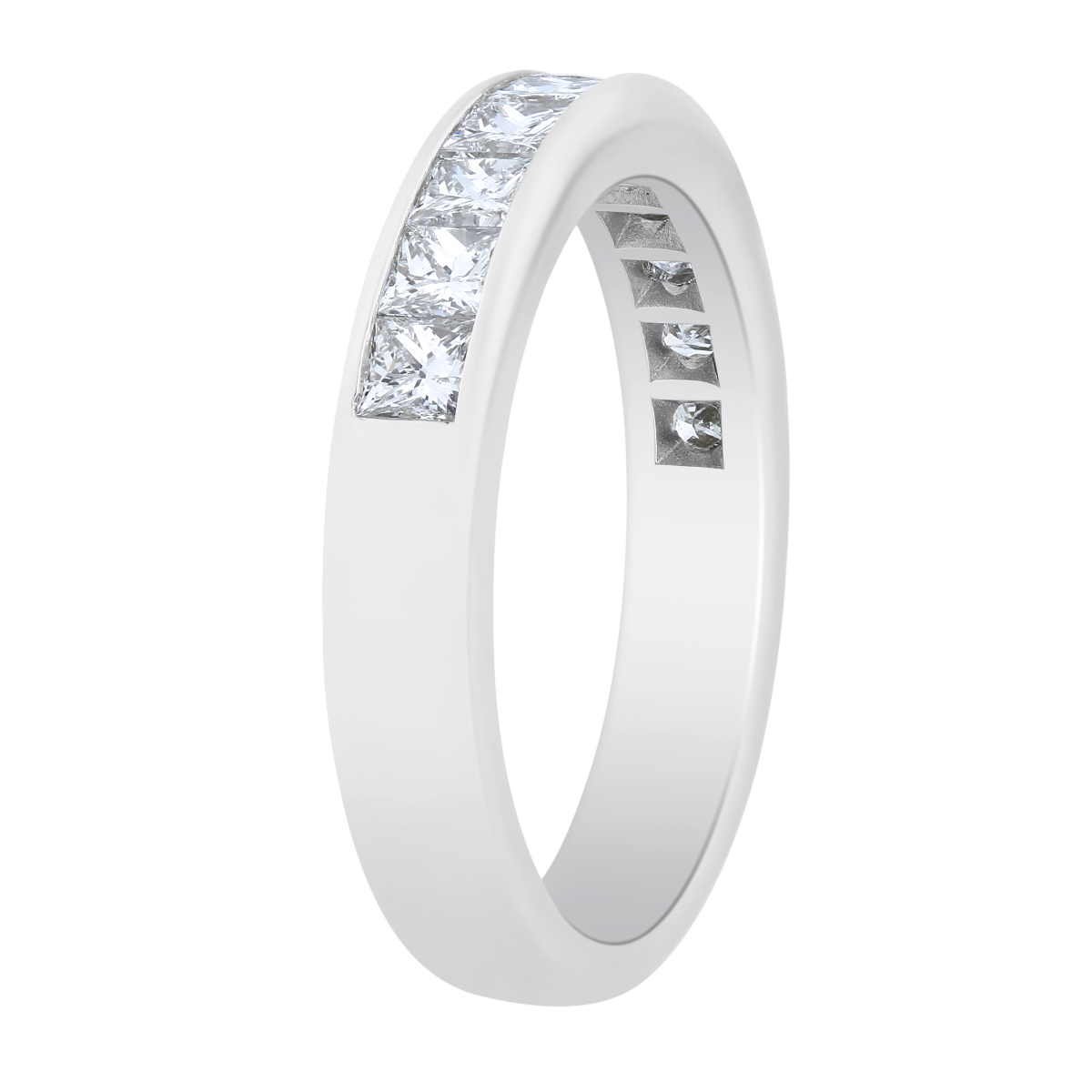 Platinum Channel Set Princess Cut Diamond Wedding Band, 1.00cttw