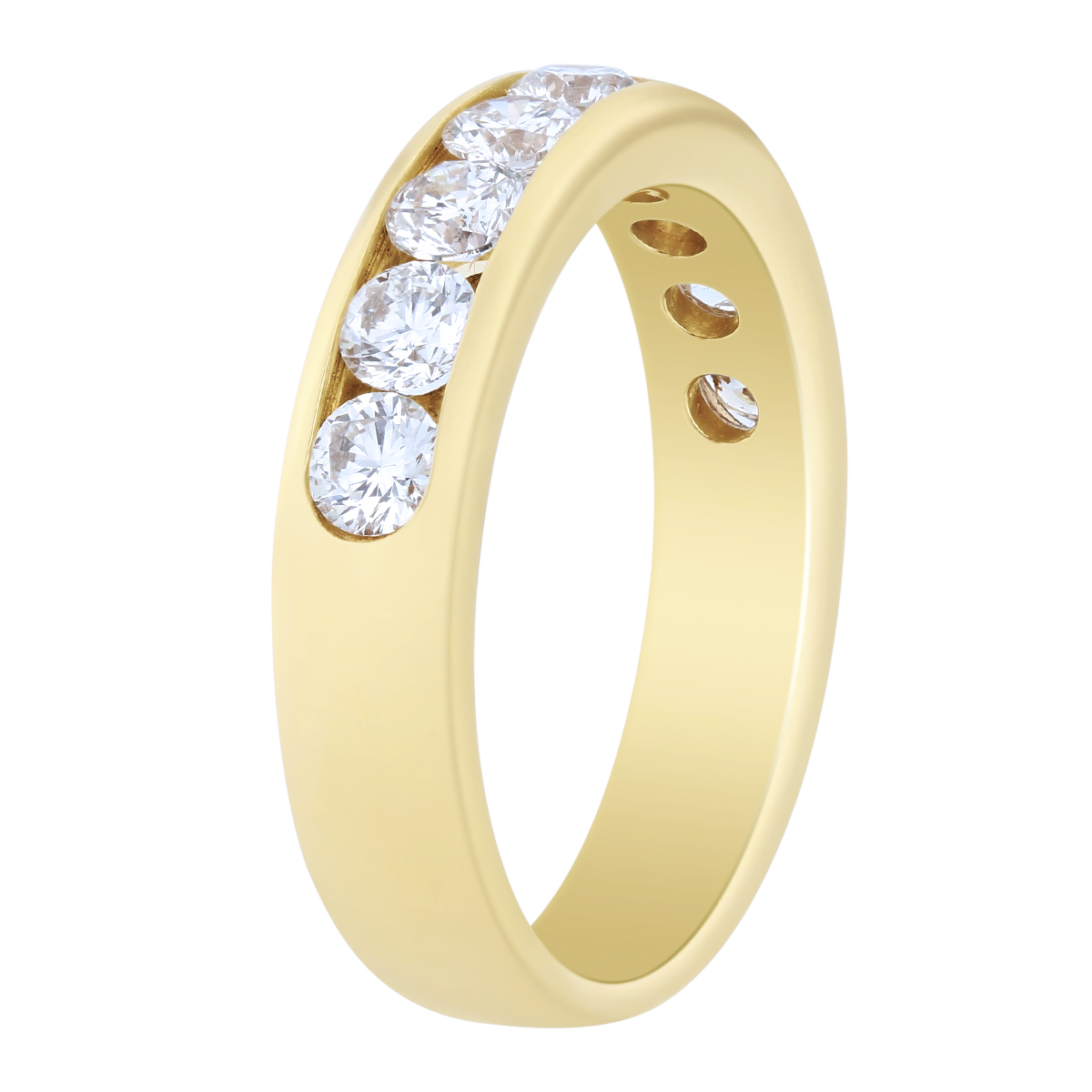14K Yellow Gold Channel Set Diamond Wedding Band, 1.00cttw