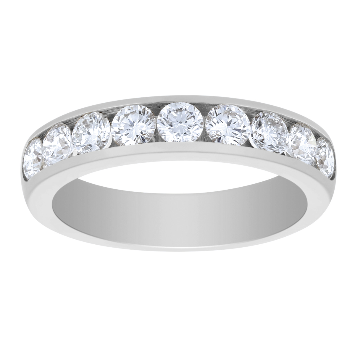 14K White Gold Channel Set Diamond Wedding Band, 1.00cttw