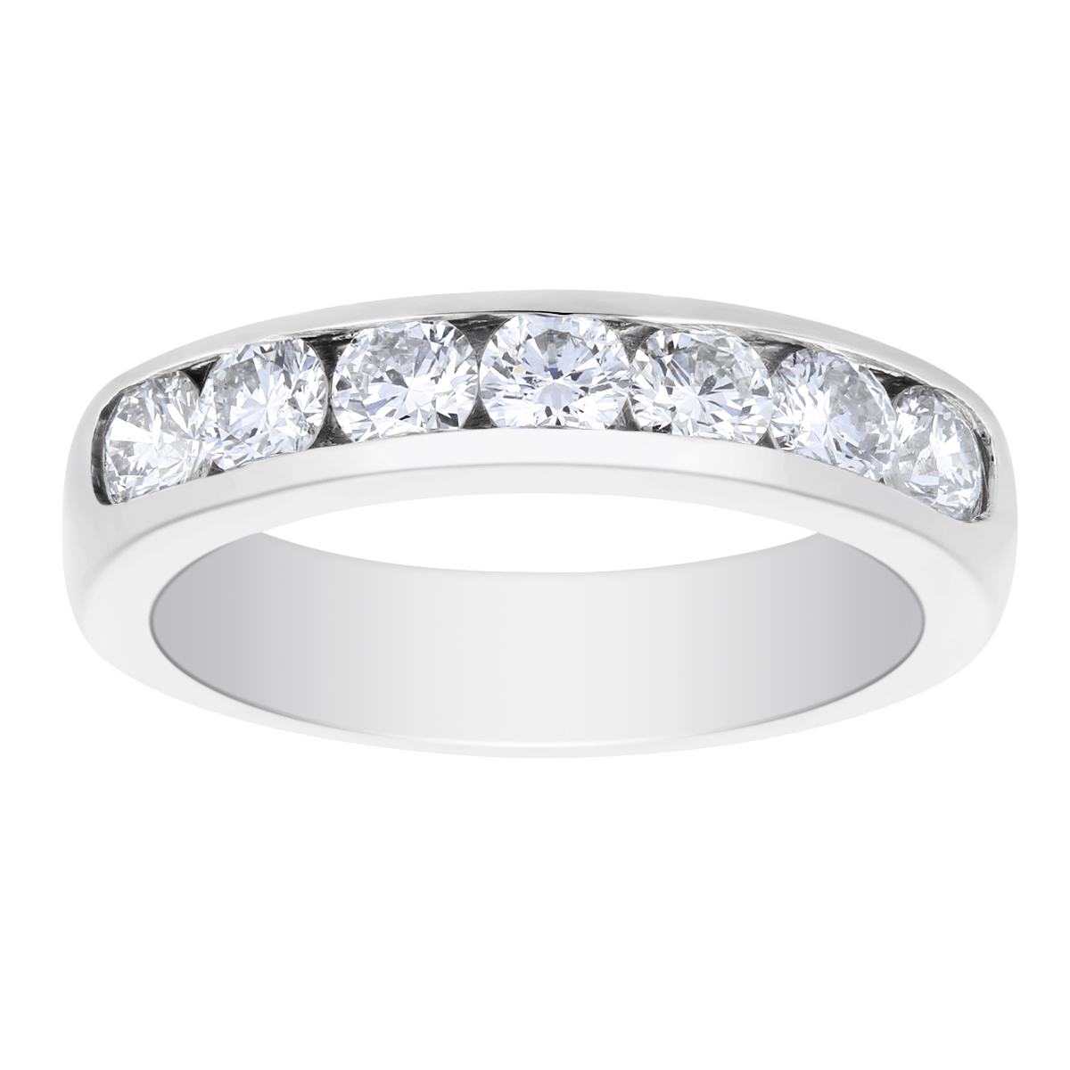 14K White Gold Channel Set Diamond Wedding Band, 1.00cttw