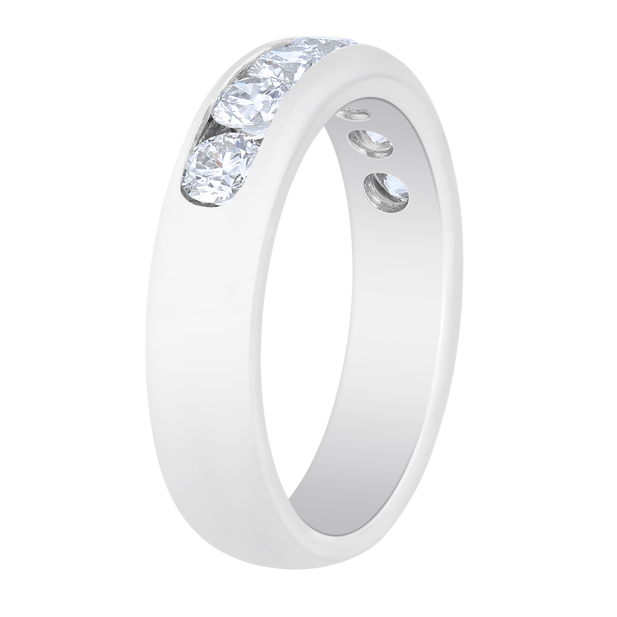 14K White Gold Channel Set Diamond Wedding Band, 1.00cttw