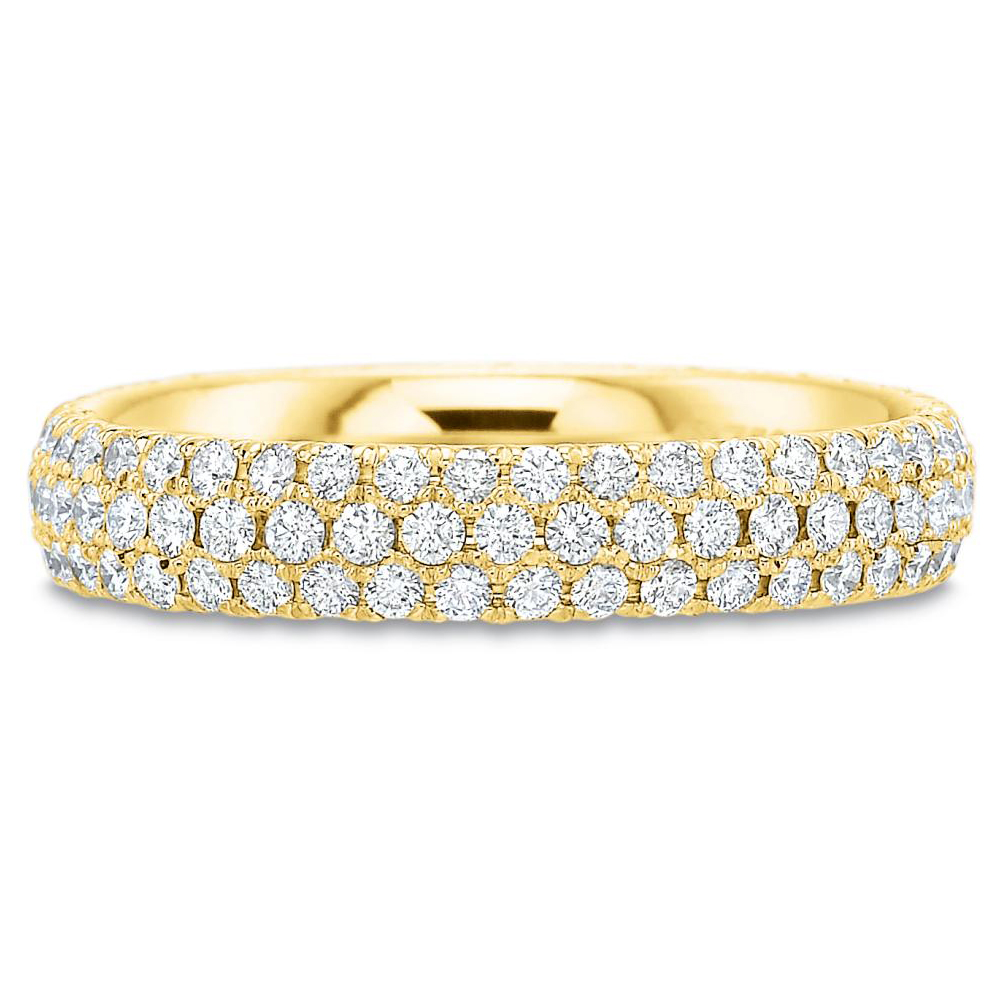 18K Yellow Gold Diamond 3 Row Comfort Fit Eternity Band, 1.07cttw