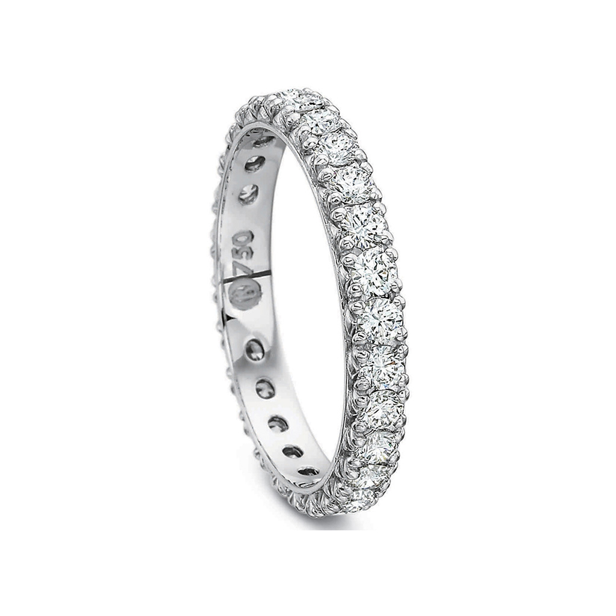 18K White Gold Prong Set Diamond Eternity Band, 1.01cttw