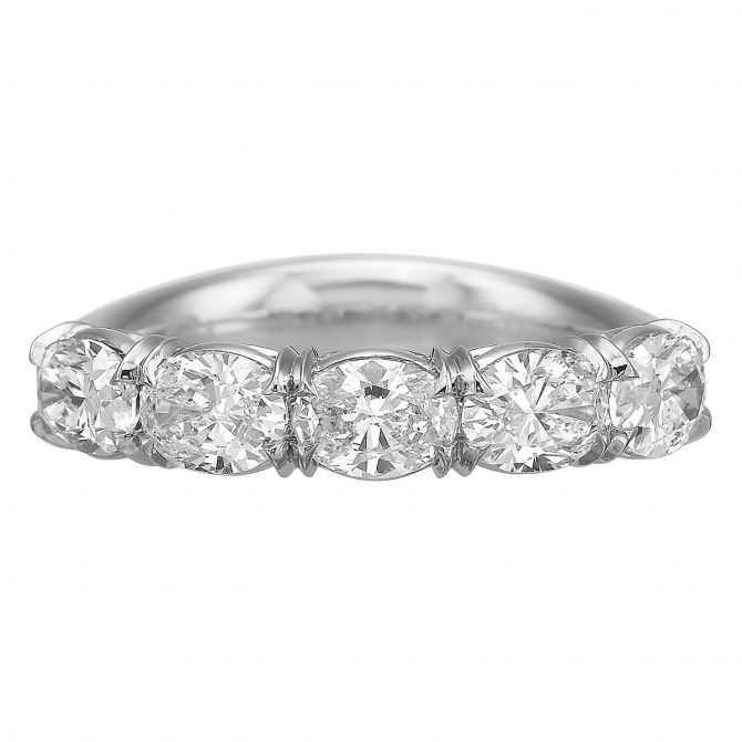 5 Oval Diamond Wedding Band in White Gold