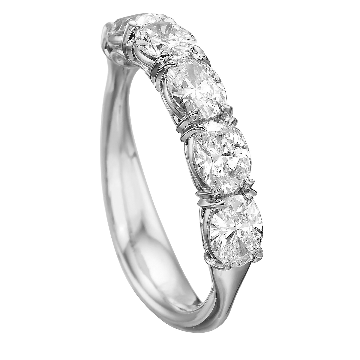 5 Oval Diamond Wedding Band in White Gold