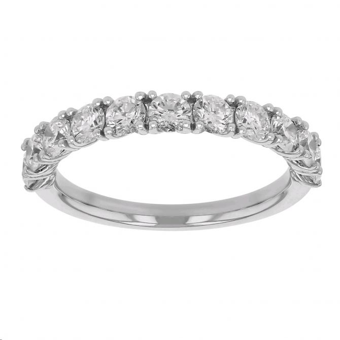 Diamond Half Shank Wedding Band in White Gold