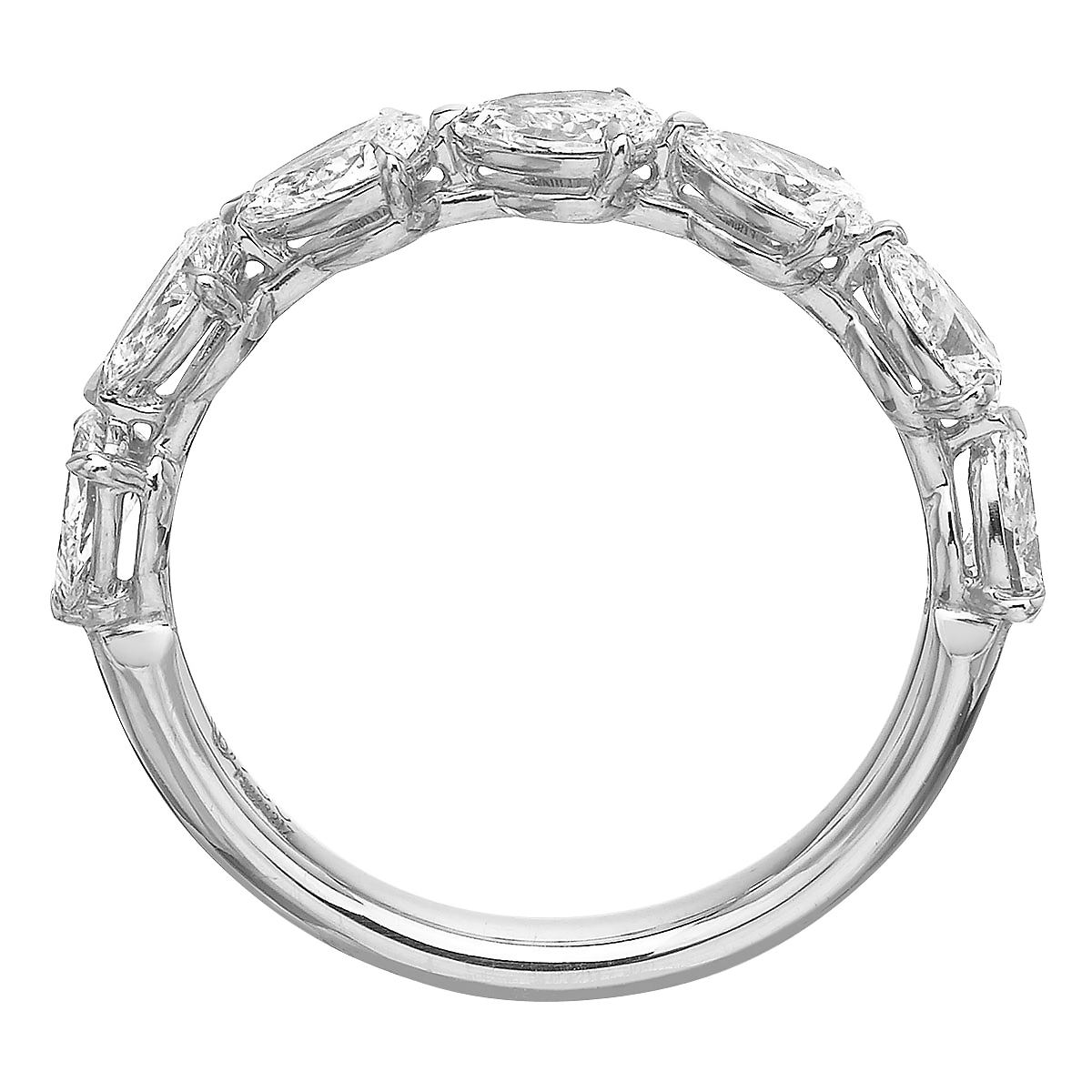 Pear Shaped Diamond Side Set Wedding Band in White Gold