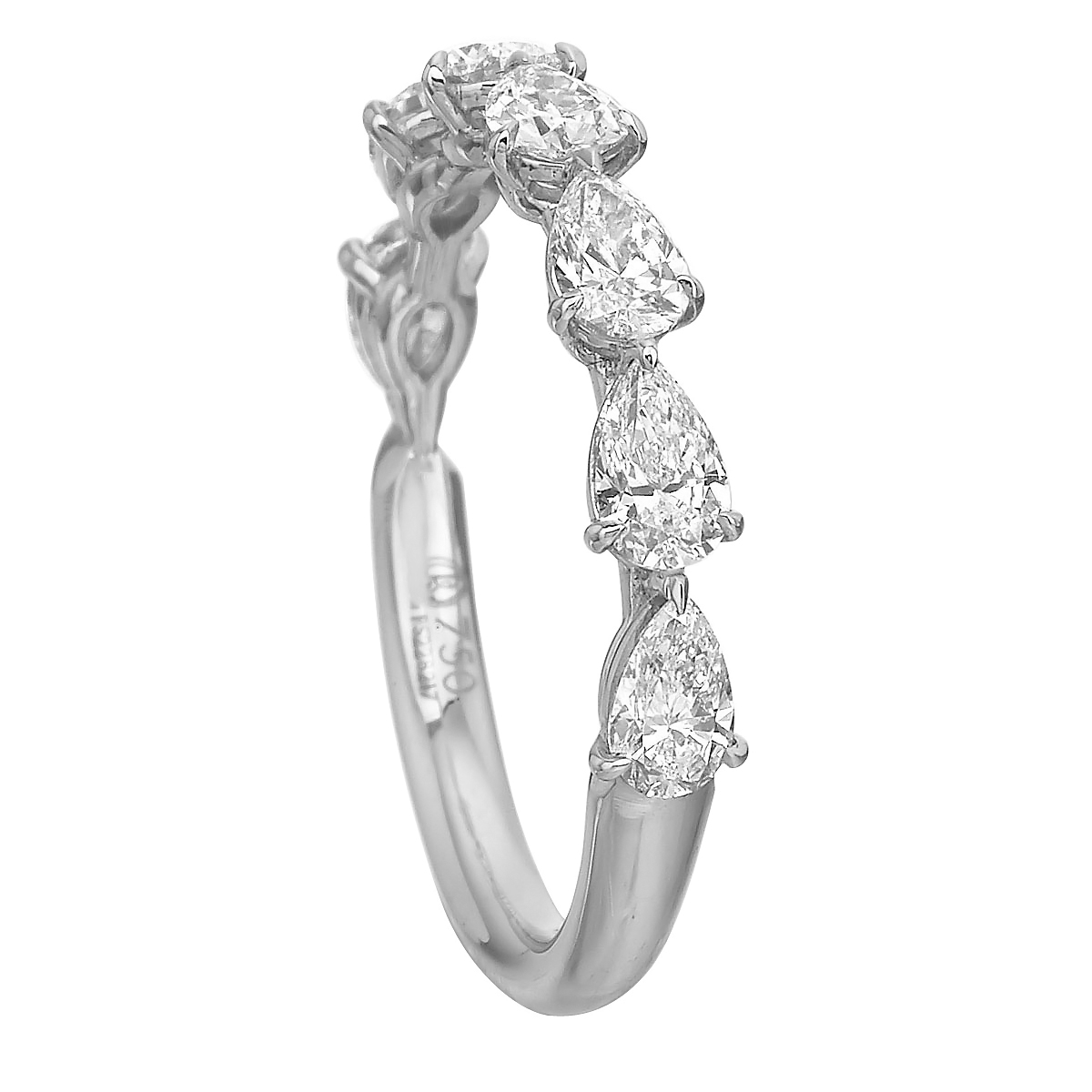 Pear Shaped Diamond Side Set Wedding Band in White Gold