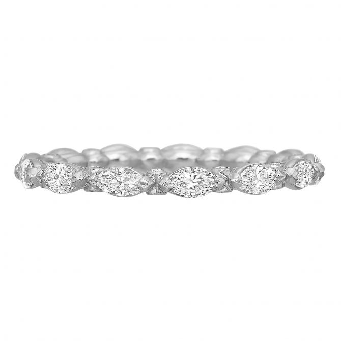 Marquise & Round Diamond Eternity Band in White Gold