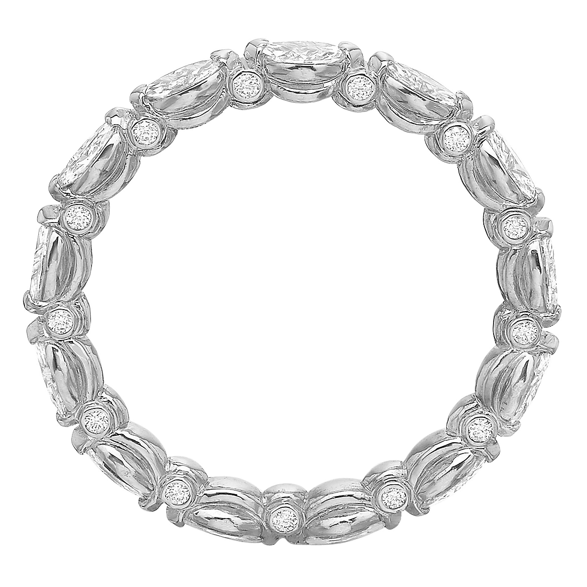 Marquise & Round Diamond Eternity Band in White Gold