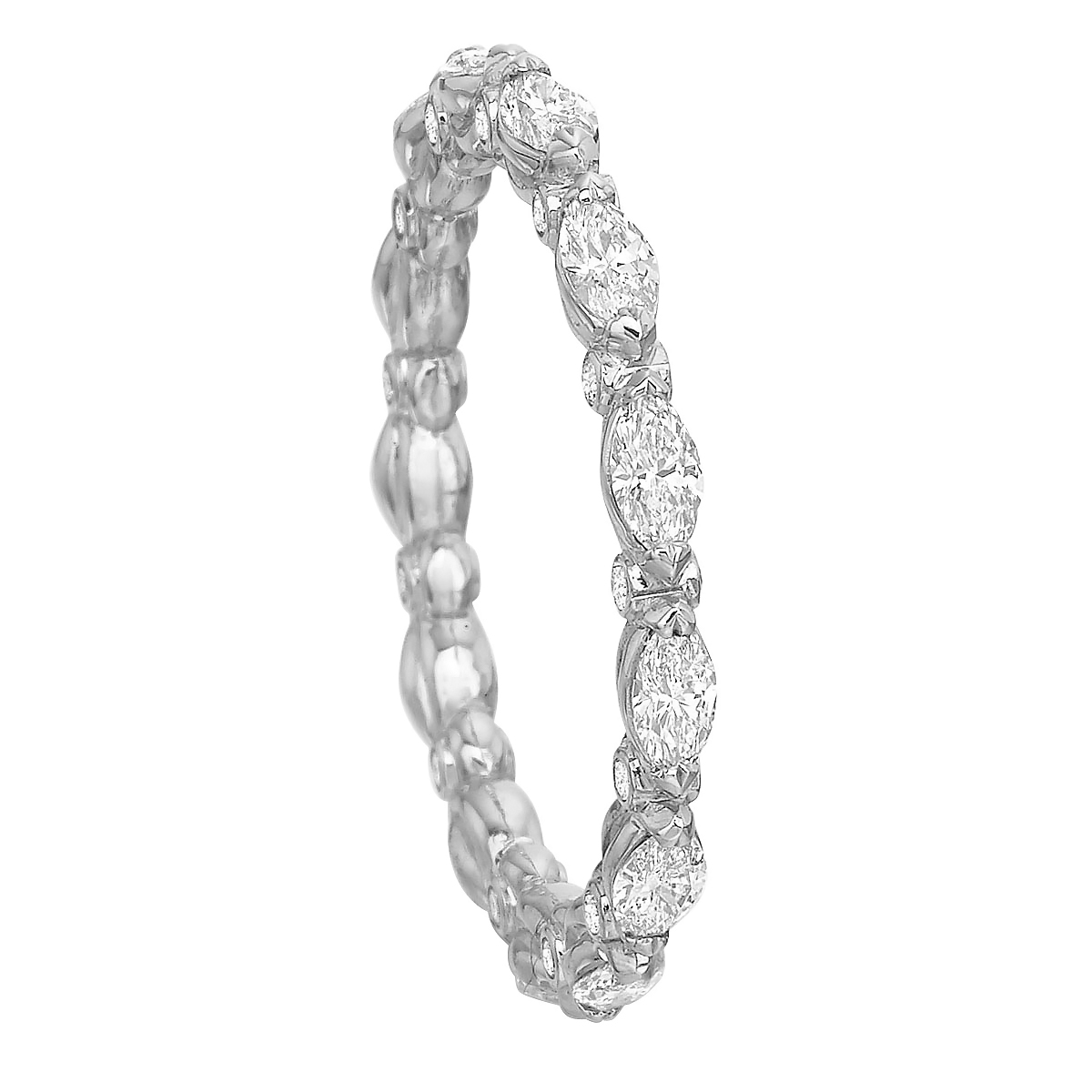 Marquise & Round Diamond Eternity Band in White Gold
