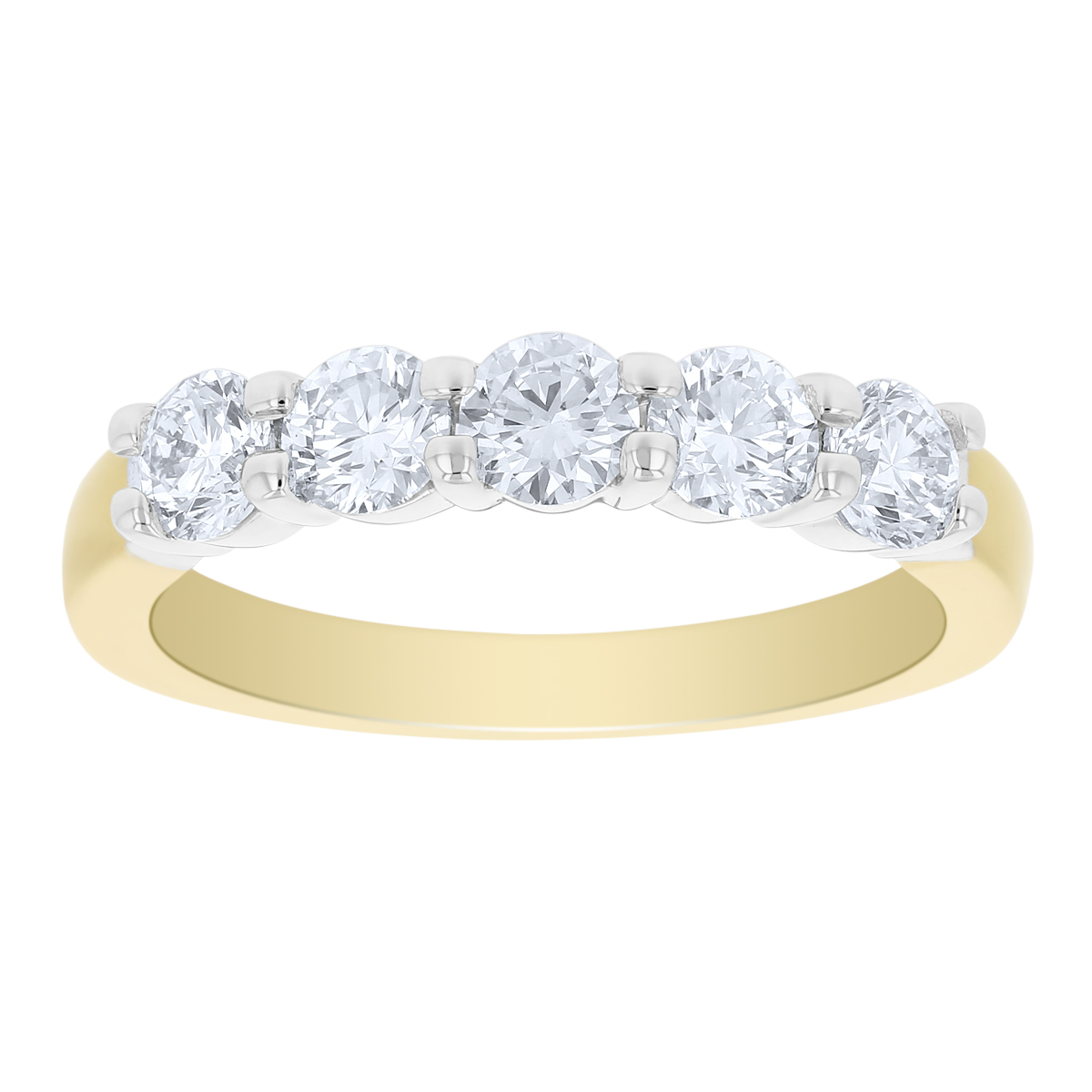 Yellow & White Gold Prong Set Diamond Wedding Band, 1.00cttw