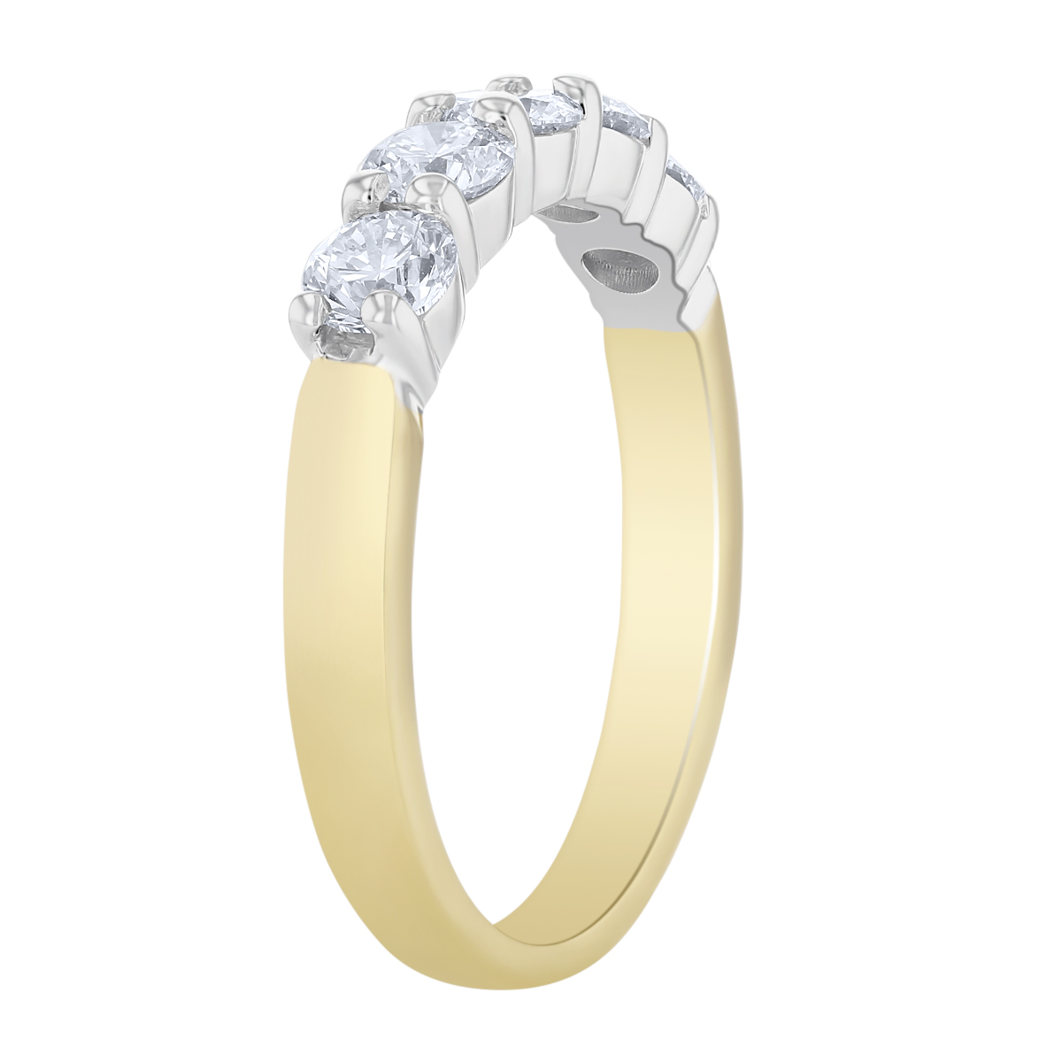 Yellow & White Gold Prong Set Diamond Wedding Band, 1.00cttw