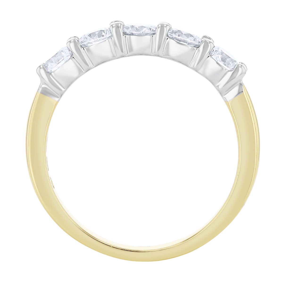 Yellow & White Gold Prong Set Diamond Wedding Band, 1.00cttw