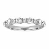 Round Diamond Alternating Half Shank Wedding Band in White Gold
