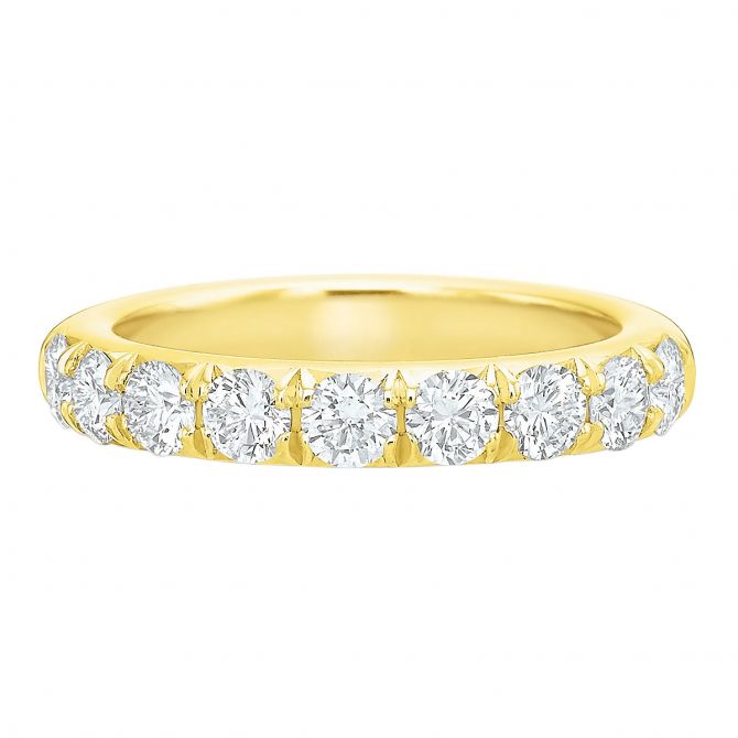 9 Diamond Flush Fit Wedding Band in Yellow Gold