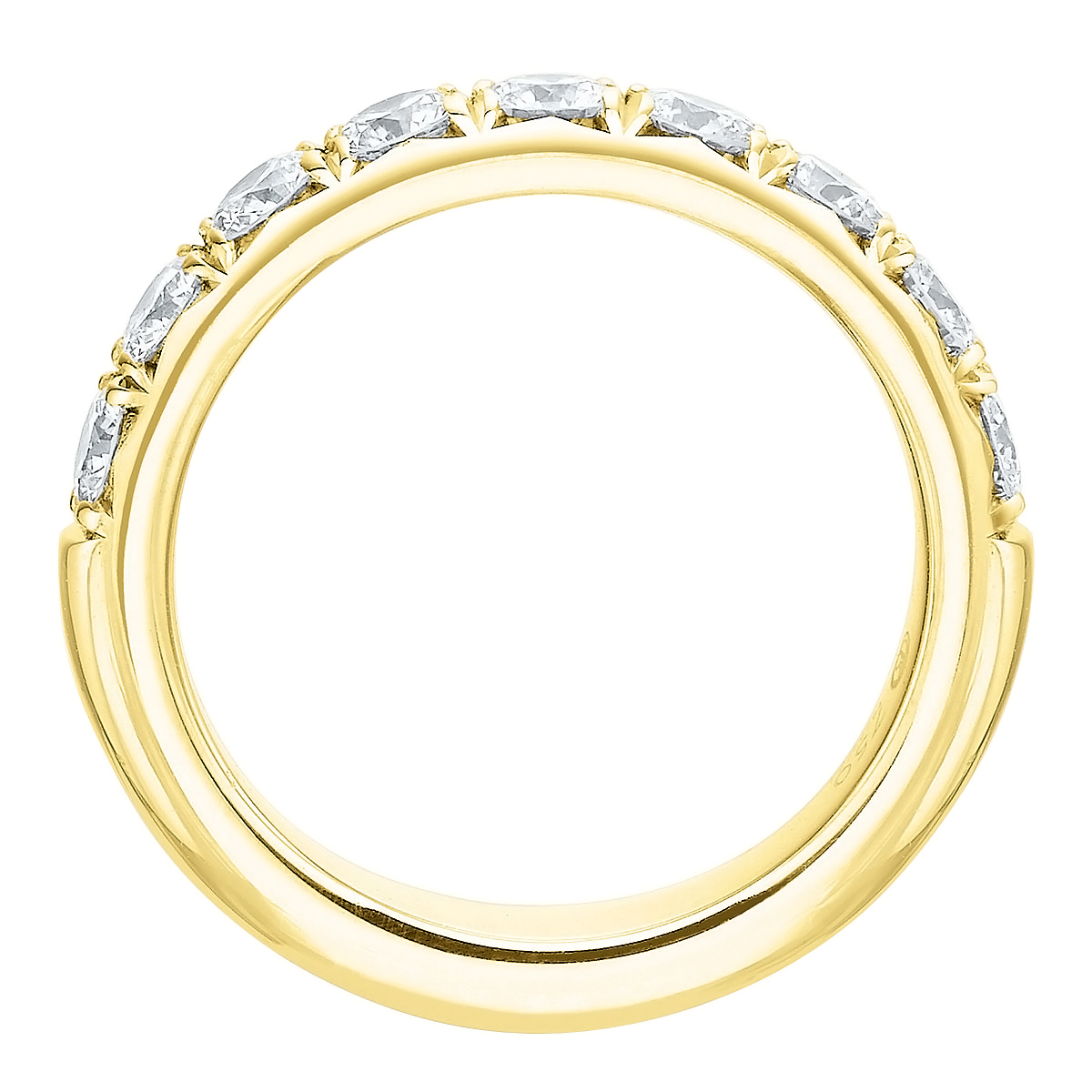 9 Diamond Flush Fit Wedding Band in Yellow Gold