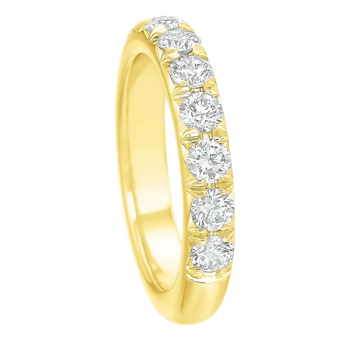 9 Diamond Flush Fit Wedding Band in Yellow Gold