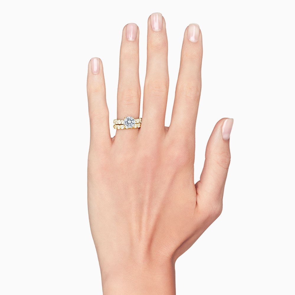 9 Diamond Flush Fit Wedding Band in Yellow Gold