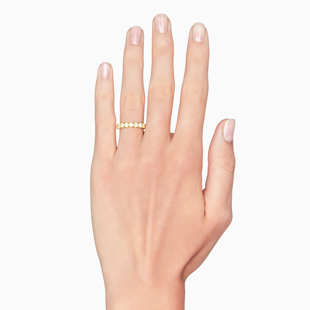 9 Diamond Flush Fit Wedding Band in Yellow Gold