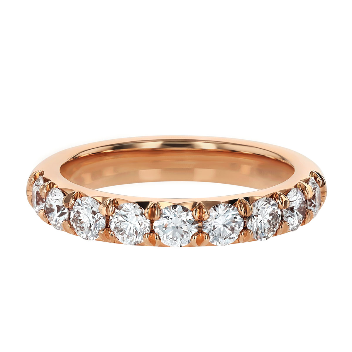 Diamond Flush Fit 9 Stone Wedding Band in Rose Gold