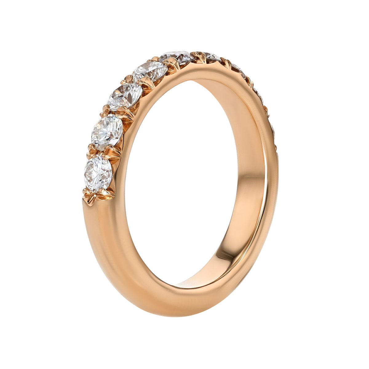 Diamond Flush Fit 9 Stone Wedding Band in Rose Gold