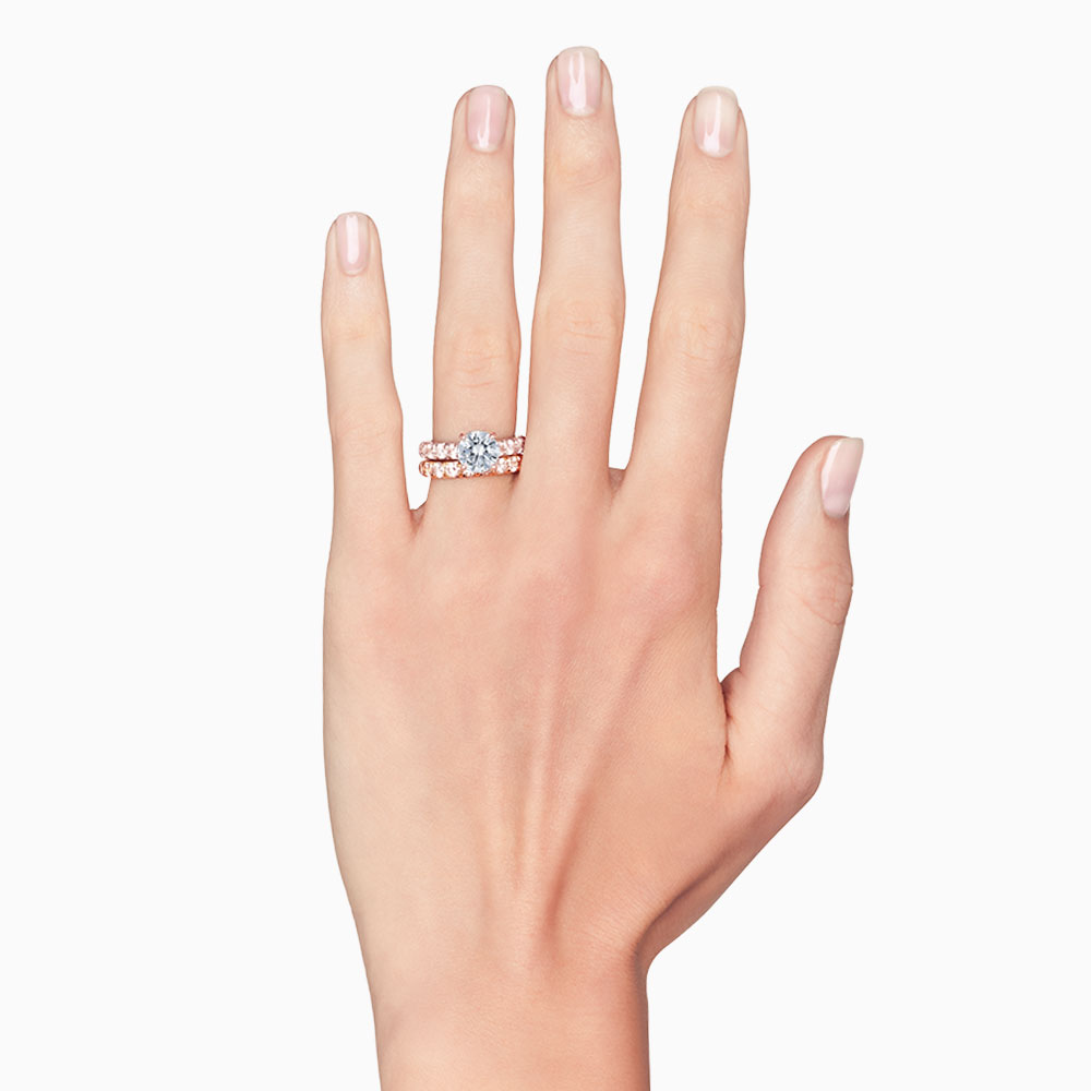 Diamond Flush Fit 9 Stone Wedding Band in Rose Gold