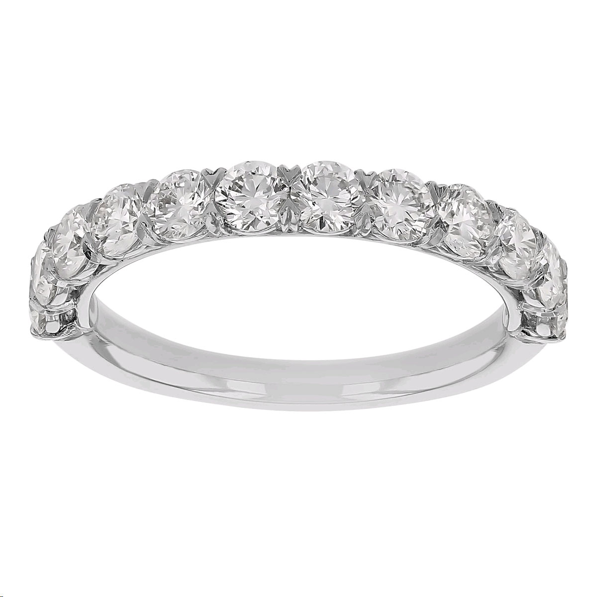 Diamond Half Shank V Prong Wedding Band in White Gold