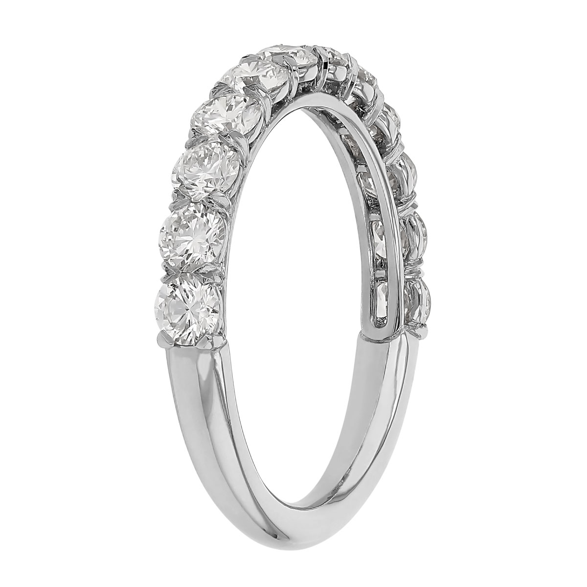 Diamond Half Shank V Prong Wedding Band in White Gold