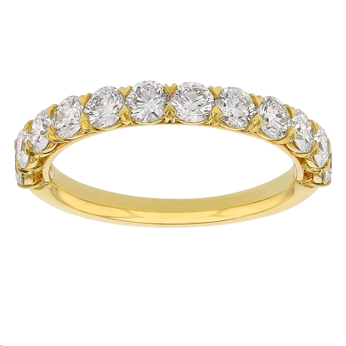 Diamond Half Shank V Prong Wedding Band in Yellow Gold