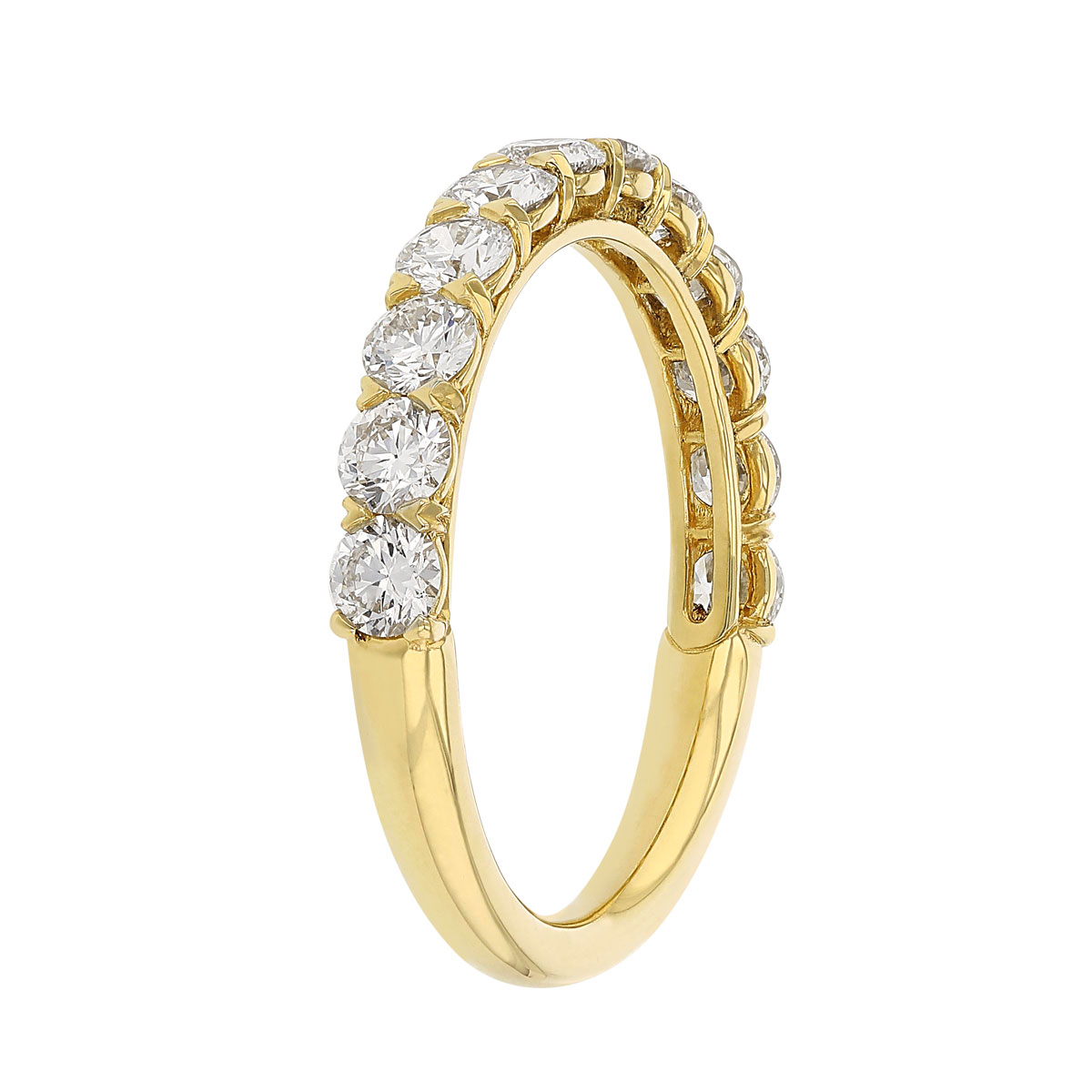 Diamond Half Shank V Prong Wedding Band in Yellow Gold