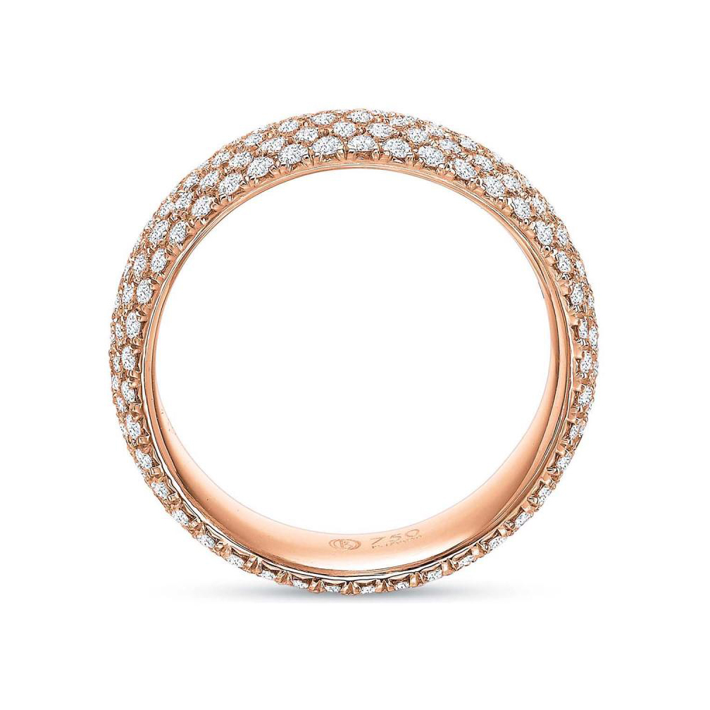 18K Rose Gold Five Row Diamond Eternity Band, 6.6mm