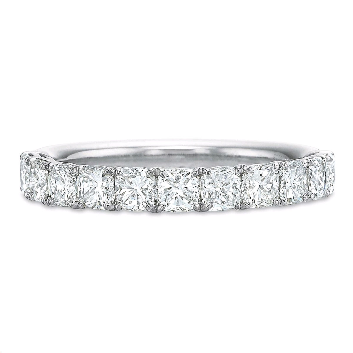11 Cushion Diamond Half Shank Wedding Band in White Gold