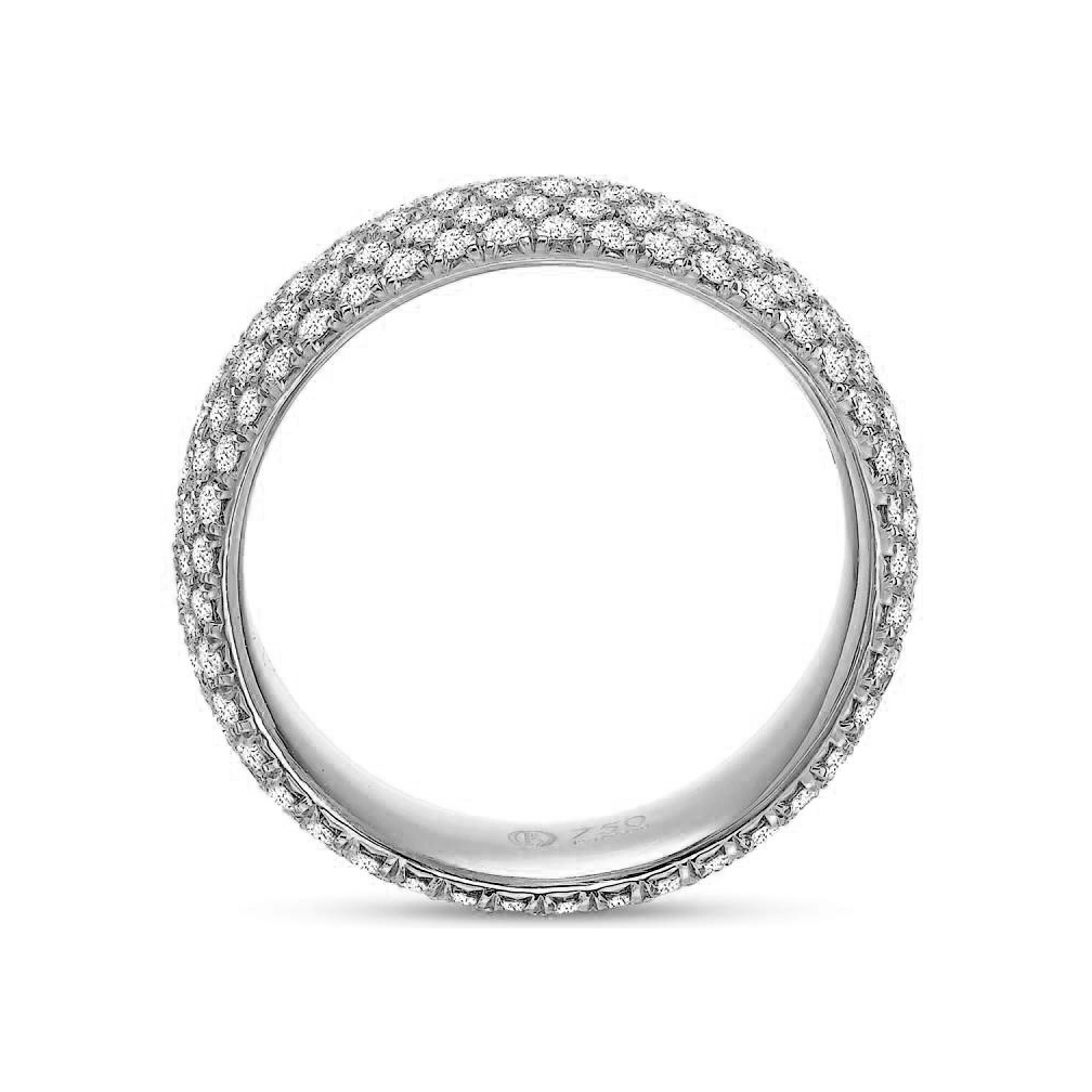 18K White Gold Diamond 4 Row Comfort Fit Eternity Band, 1.32cttw