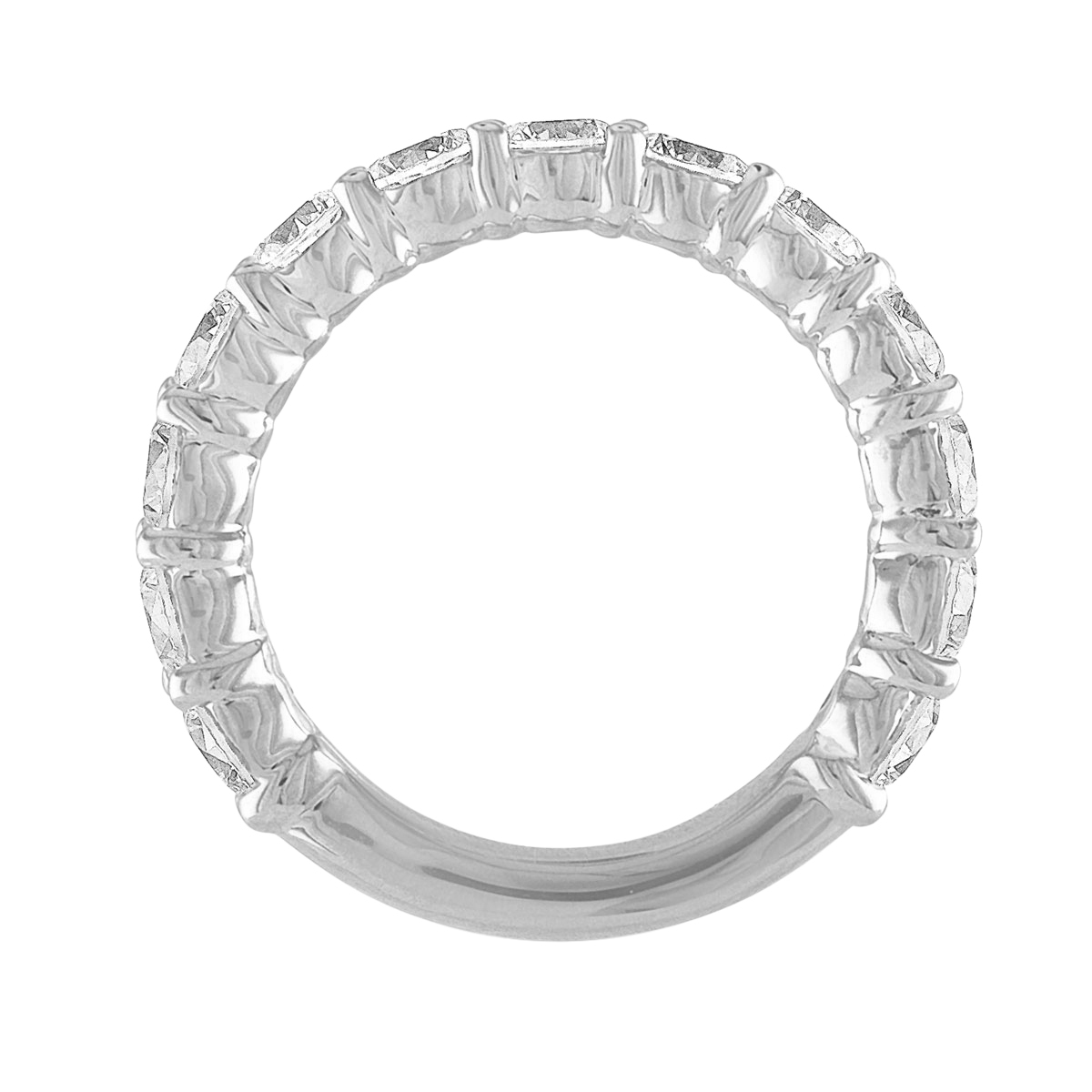 Diamond Shared Prong 3/4 Shank Wedding Band in Platinum