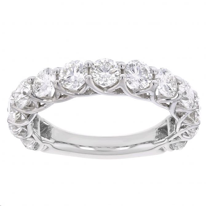 Diamond Shared Prong 2 ct Wedding Band in White Gold