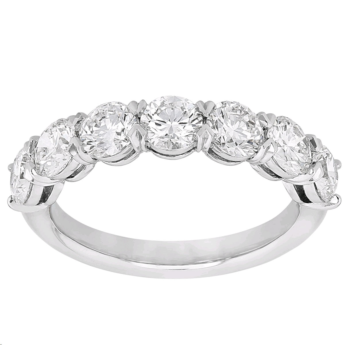 Diamond 7 Stone V Prong Wedding Band in White Gold