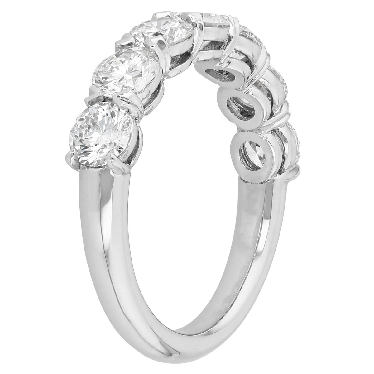 Diamond 7 Stone V Prong Wedding Band in White Gold